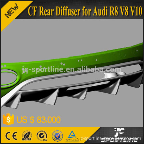 JC Sportline Car Carbon Fiber Rear Bumper Diffuser for Audi R8 V8 V10